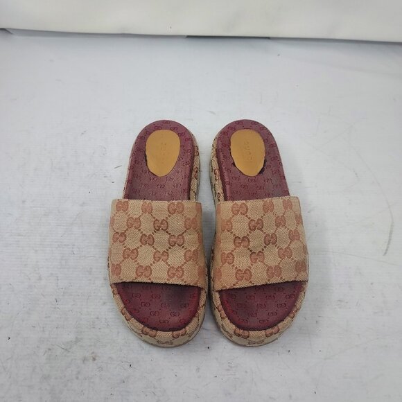 Gucci WOMENS Angelina GG Supreme Platform Brown Slide Sandal - Picture 6 of 12